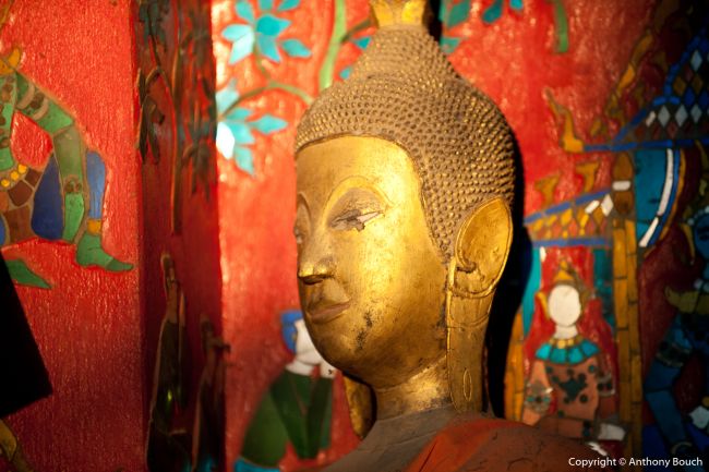 Gilded Buddha Figures in Wat Xieng Tong