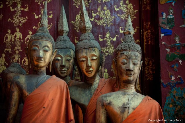 Wooden Buddha Figures in Wat Xieng Tong