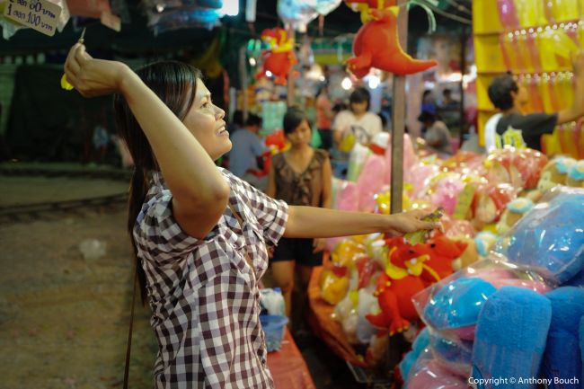 Throwing Darts at a Funfair in Bangkok